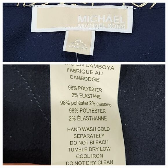 🔸️NWT Michael Kors Blue & Gold Wraparound Top XLarge - Picture 11 of 11